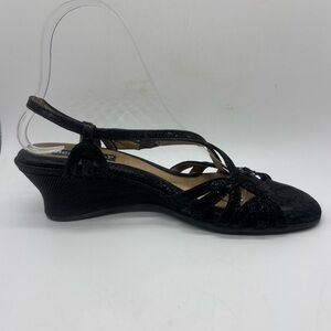 Beautifeel Black Strappy Wedge Open Toe Comfort Sandal Women’s Sz 8-8.5 EU 39